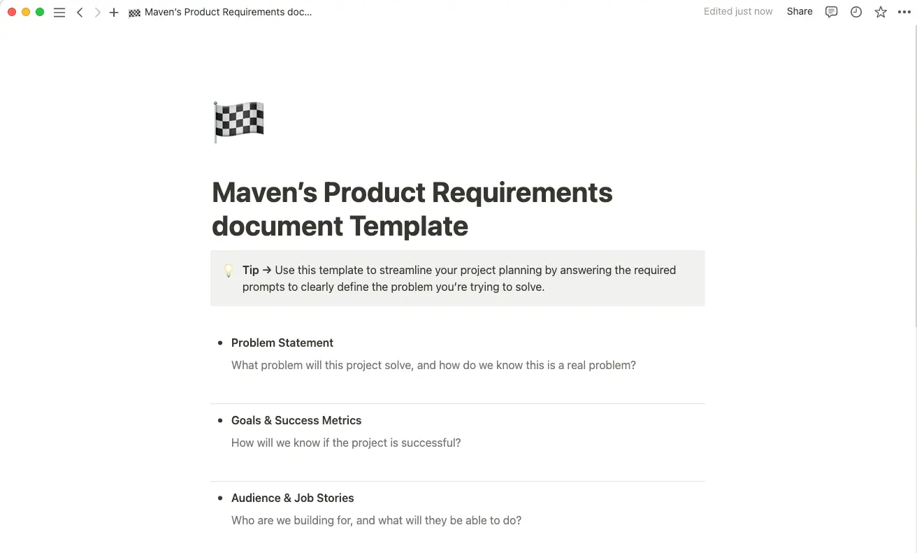 Maven PRD template
