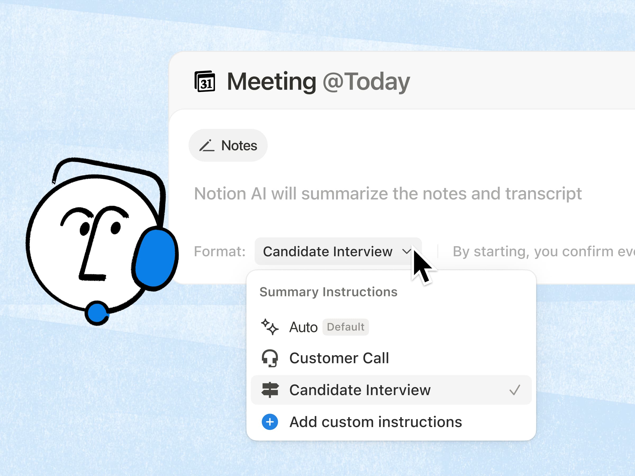 Customize your AI Meeting Notes summary