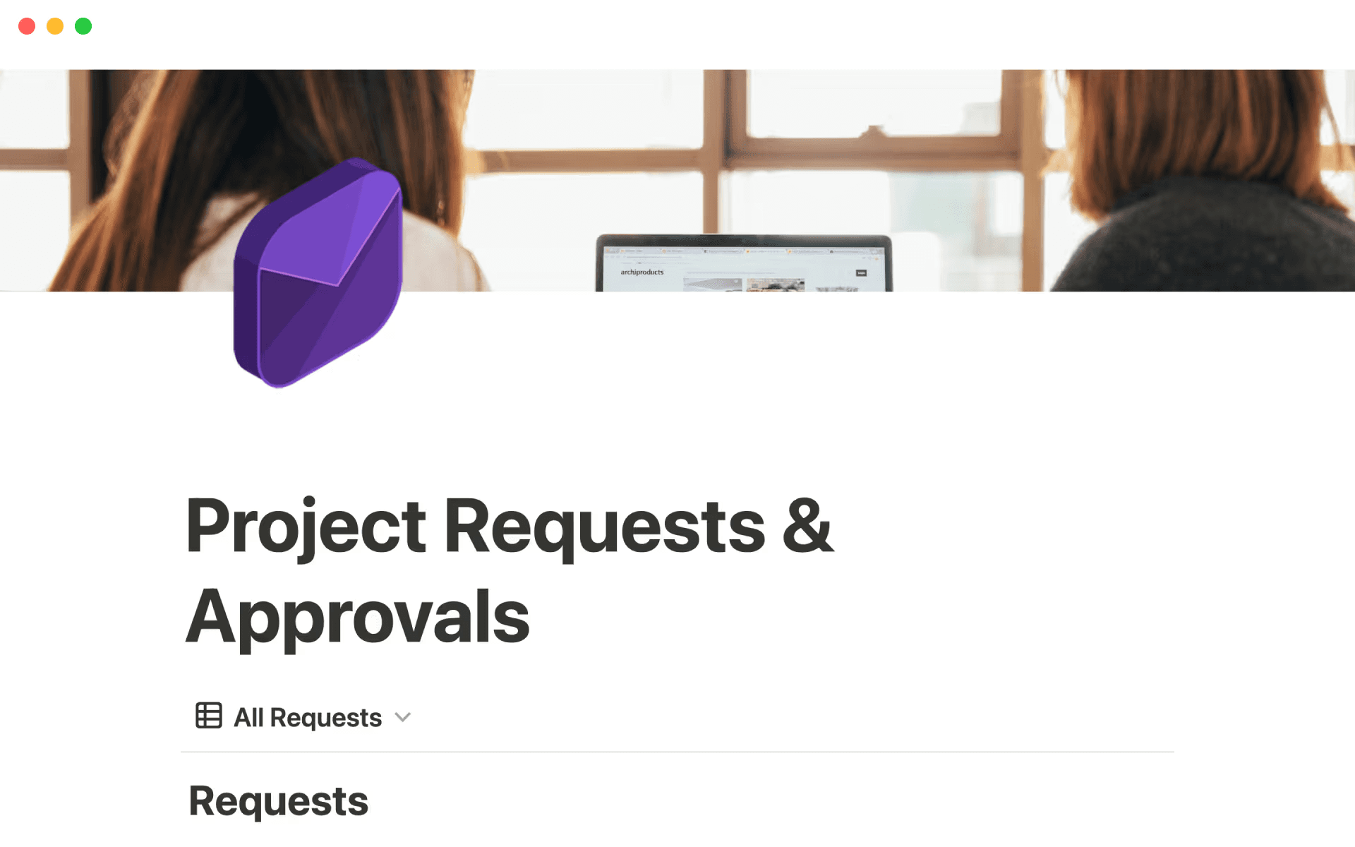 The Project Requests & Approvals template in Notion