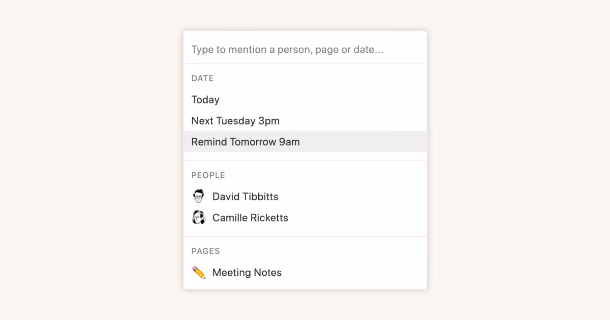 Reminders & @mentions