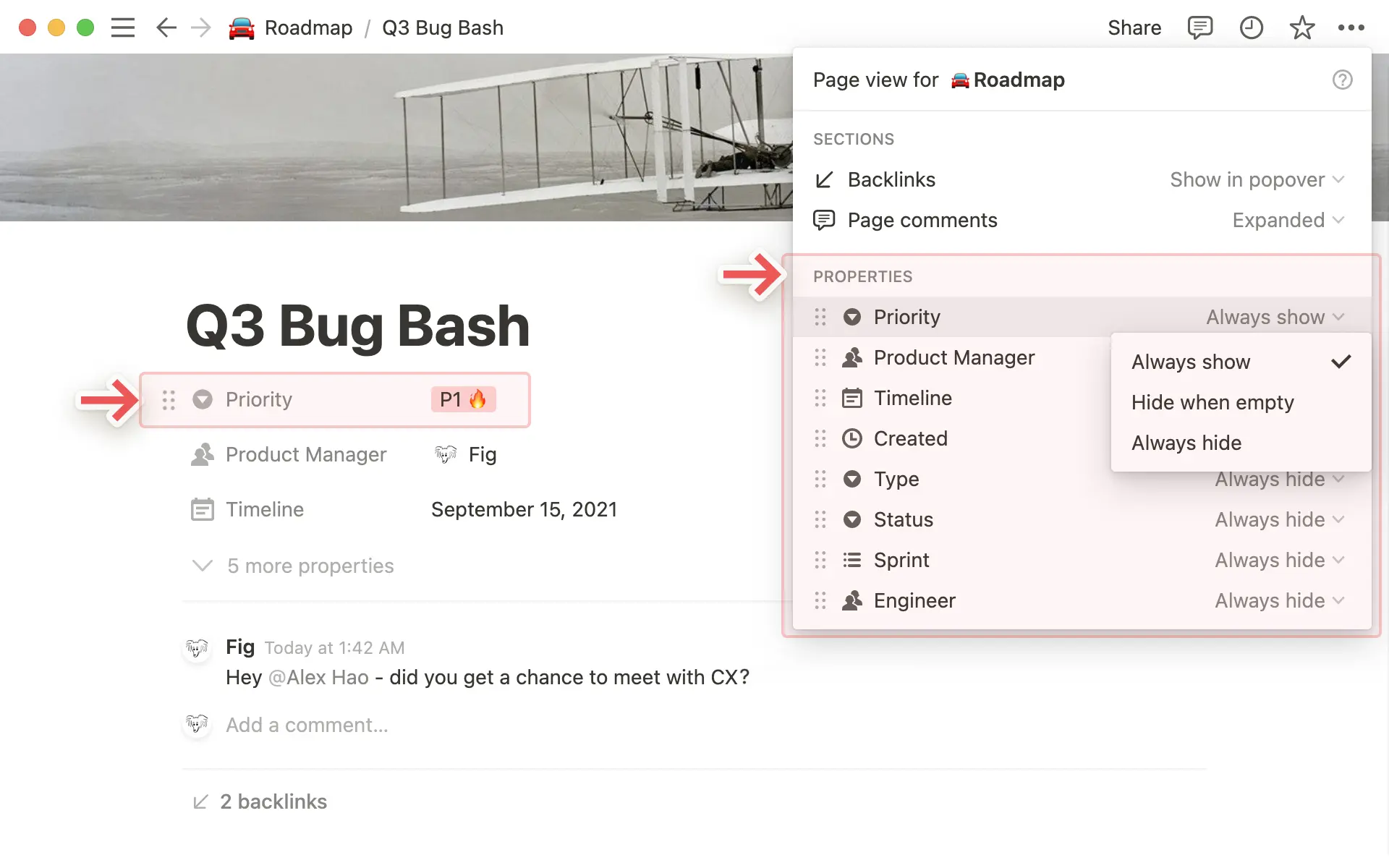 Customize database properties