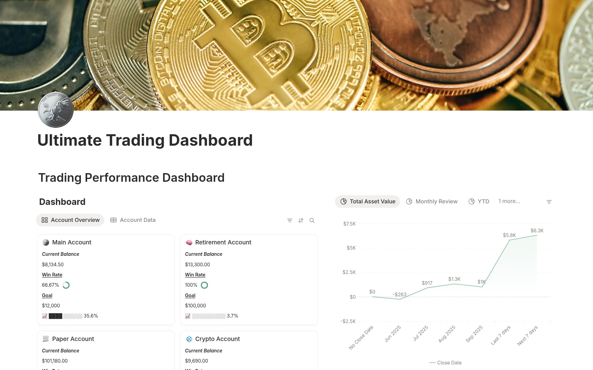 Screenshot of Track every trade collection by Notion