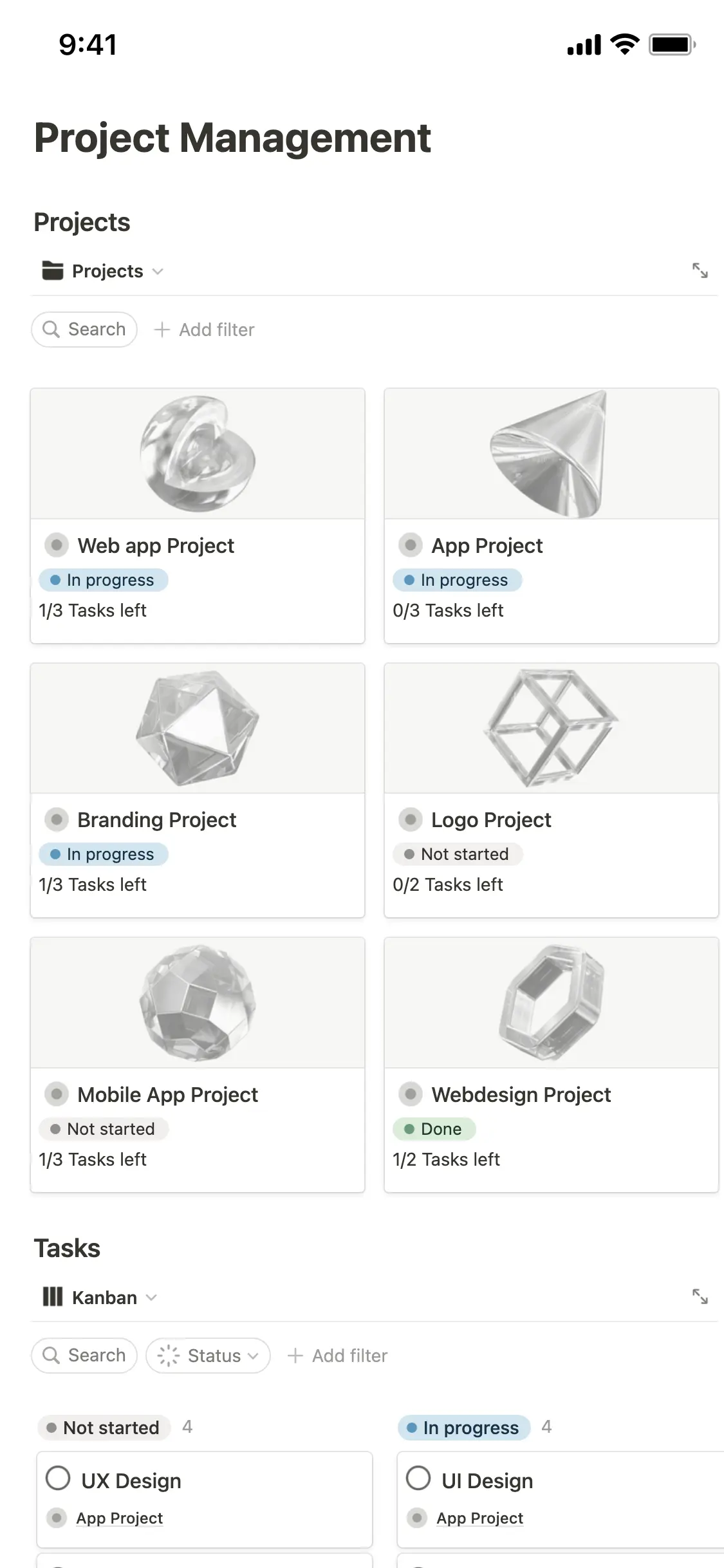 A screenshot of Notion's mobile app